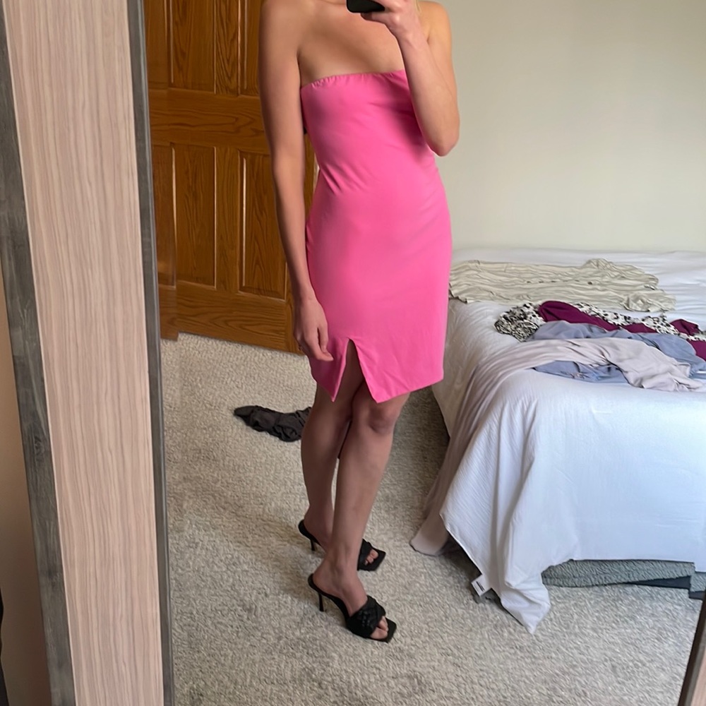 Pink tube top dress, mini